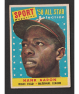 Original 1958 Topps Baseball #488 Hank Aaron Braves All Star NM- - $87.57
