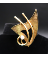 Gold Tone Pin Brooch With Faux Pearl Made in Germany Vintage - £14.53 GBP