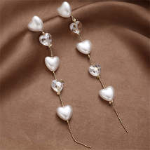 Pearl &amp; Crystal 18K Gold-Plated Heart Drop Earrings - £11.00 GBP