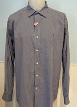 Tommy Hilfiger Custom Fit Micro Check Men&#39;s Dress Shirt Blue XL - £11.15 GBP