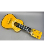Hand-Painted Yellow Wooden Toy Guitar With Musical Notes Design Mexico - $163.28 MXN
