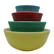 Set of 4 Pyrex Mixing Bowls Primary Colors Nesting Mixing Bowls - £94.62 GBP