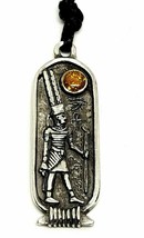 Amun Egyptian Pendant Zodiac Apr May Confidence Cartouche Cord Necklace - £4.84 GBP