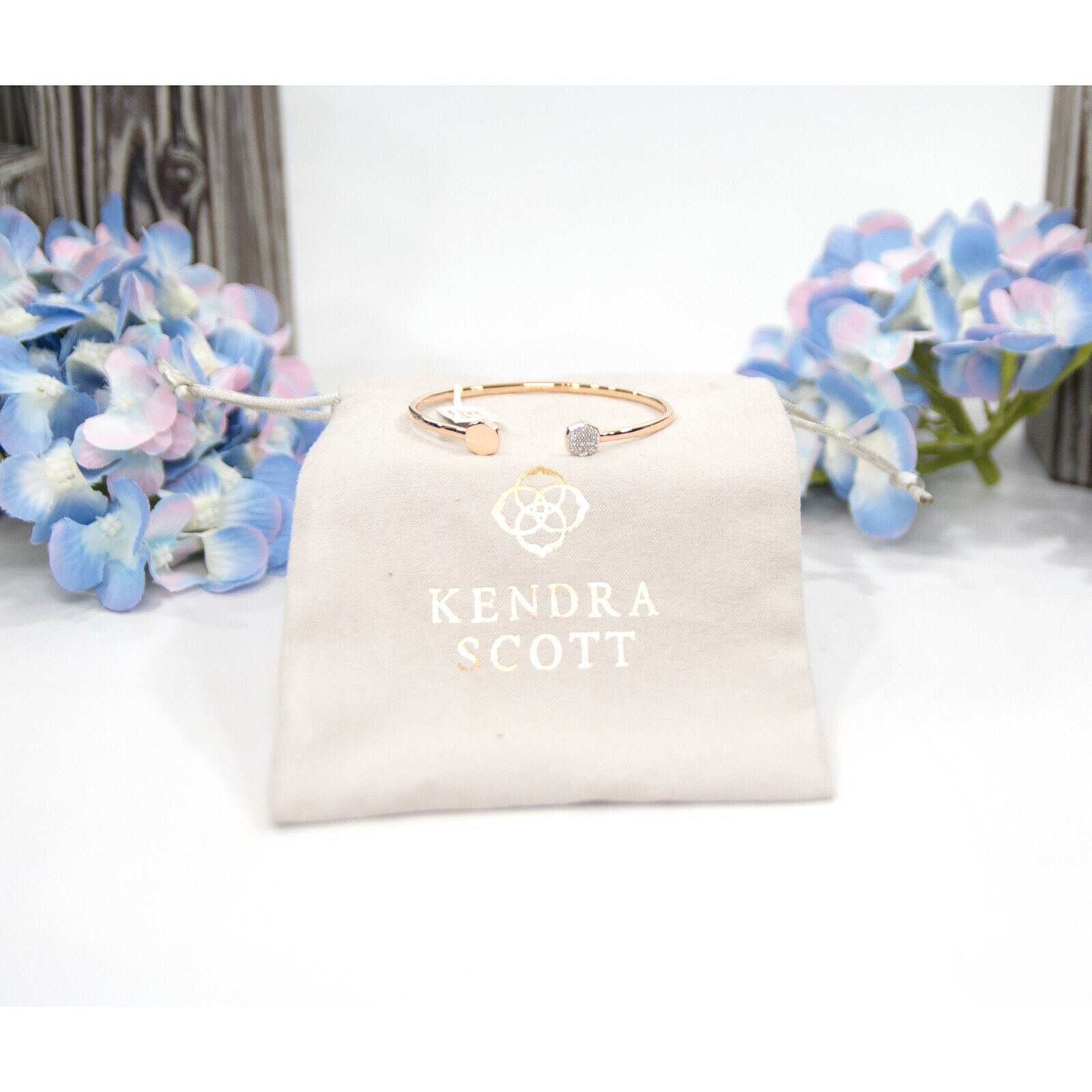 Kendra Scott Davis 18k Rose Gold Vermeil Diamond Open Cuff Bracelet NWT - £174.41 GBP