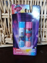 Trolls Duo Set Of Blueberry And Cotton Candy Flavored Lip Balm - £8.31 GBP