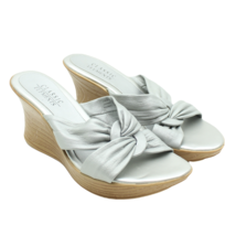 Classic Elements Light Gray Leather Criss Cross Wedges Slip-on Sandals S... - £12.65 GBP