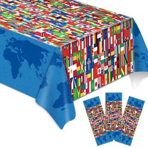 3 PiecesInternational Flag Tablecover World Flag Party Tablecloth Decorations Di - £14.94 GBP