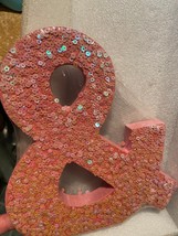 8&quot; X 7&quot; Wooden &quot;&amp;&quot; Pink Sequin Sign *NEW/Sealed* k2 - $9.99