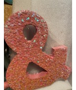8&quot; X 7&quot; Wooden &quot;&amp;&quot; Pink Sequin Sign *NEW/Sealed* k2 - $13.99 CAD