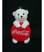 Coca-Cola Kurt S Adler Glitter Polar Bear Cub with Red Bottle Cap  - BRA... - £8.93 GBP
