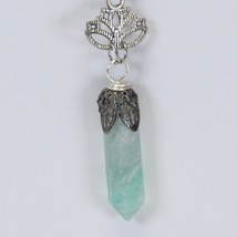 Aqua Crystal Pendant Necklace 1.4&quot; Long Pendant 18&quot; long Chain - $9.79