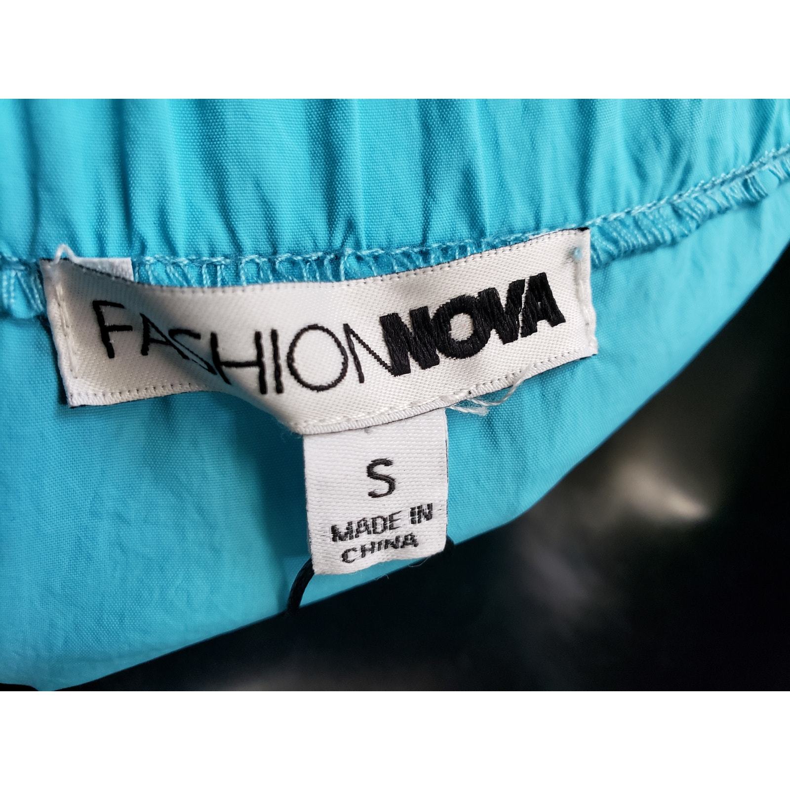 Fashion Nova Jumpsuit Womens S Blue Off Shoulder Pockets Tapered Leg Zip Front Item image 5