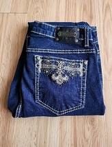 Tru Luxe Jeans Size 12 Denim Stright Leg Mid-Rise Thick Stitch Embroidered 30/32 - £19.65 GBP