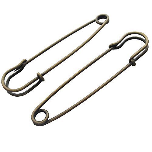Bluemoona 10 Pcs 3" 75mm Large Oversized Safety PINS Metal Jewelry For Kilts Bla
