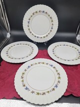 J G Meakin Dinner Plates 4 Classic White Woodland Purple Berry Green Blue Leaves - £24.45 GBP