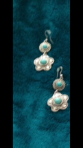 turquoise dangling earrings pierced - $24.99