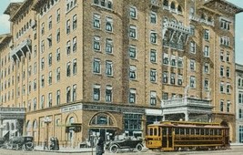c1910 Chittenden Hotel Columbus Ohio Vintage Postcard Trolley Cars Flags Street - £13.63 GBP