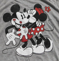 Women&#39;s Disney T-Shirt Mickey &amp; Minnie Mouse Hi-Low Heather Gray Size XS - £15.53 GBP