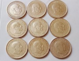 9 pieces 1 peseta Spain 1966 (Francisco Franco) star 67-68-69-70-71-72-73-74-75. - £55.45 GBP