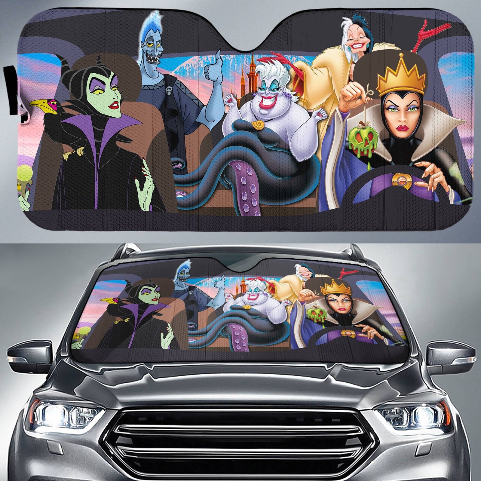 disney villains car auto sun shade evil queen malecifent hades ursula car sunsha