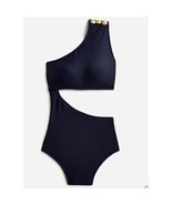 NWT J Crew Cutout one-piece full-coverage swimsuit with buttons deep nav... - $536.25 MXN