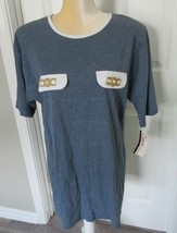 Diana Marco  Short Sleeve bling blue Tunic Top size 14 NWT - $6.99