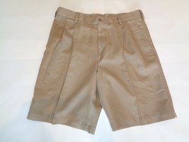 Caribbean Roundtree &amp; Yorke Size 34 Beige Linen Cotton Pleated New Mens Shorts - £54.51 GBP