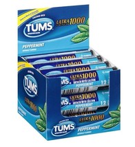 2 Full Boxes 24x Rolls Tums Ultra Strength 1000 Peppermint ( 12 Tablets Rolls ) - £34.04 GBP