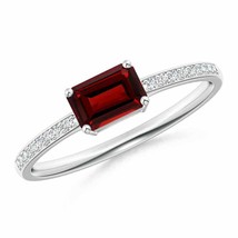ANGARA East-West Emerald-Cut Garnet Solitaire Ring for Women in 14K Solid Gold - £668.34 GBP