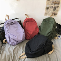 Female Student Canvas Backpack, Solid Color Backpack, Large Capacity Sch... - £19.17 GBP