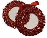 Midwest CBK Ornaments Red Sparkly Wreath Christmas  Lot of 2  - £7.48 GBP