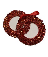 Midwest CBK Ornaments Red Sparkly Wreath Christmas  Lot of 2  - £7.47 GBP