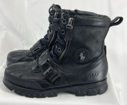 POLO Ralph Lauren Boots ANDRES III Men&#39;s Size 11.5D Black Leather Buckle - $66.49