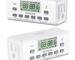 [2 Pack] Digital Timer For Lamp With Dual Outlets, Programmable Timer In... - £32.84 GBP