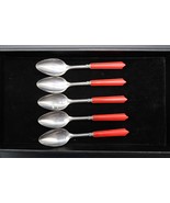 Vtg Set of 5 Red Bakelite Spoons Stainless Steel Flatware - $739.33 MXN