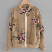 Fashion Women&#39;s Spring Autumn Long Sleeve  Printed V-Neck Zipper Coat Casual Sli - £163.02 GBP