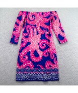 Lilly Pulitzer Dress Womens XXS Laurana Ikat Blue Mocean Off Shoulder Je... - £39.43 GBP