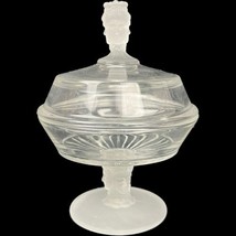 EAPG Duncan Glass 3 Faces Face Covered Compote Frosted 6&quot; L.G. Wright Er... - $33.66