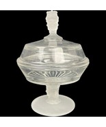 EAPG Duncan Glass 3 Faces Face Covered Compote Frosted 6&quot; L.G. Wright Er... - $33.66