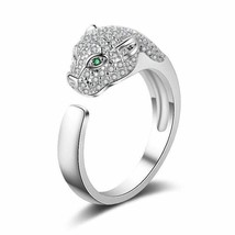 Panther Ring 1.00Ct Lab Created Emerald &amp; Sapphire 925 Sterling Silver Size 7.5 - £122.03 GBP