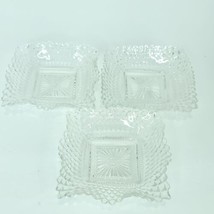 Lot Of 3 Glass Indiana Diamond Point Ruffle Edge Square Candy Nut Dish Glass - £23.73 GBP