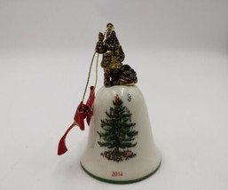 SPODE Christmas Tree Bell Ornament 2014 with Santa on Top  - £15.73 GBP