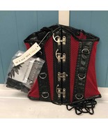 Top Drawer Red black Fishnet Steel Boned Under Bust Corset size M costume - $87.46 CAD