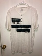 Express Men&#39;s SZ XL Latitude Longitude Henley Short Sleeve Graphic Shirt - $8.90