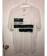 Express Men&#39;s SZ XL Latitude Longitude Henley Short Sleeve Graphic Shirt - £6.98 GBP