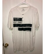 Express Men&#39;s SZ XL Latitude Longitude Henley Short Sleeve Graphic Shirt - $8.90