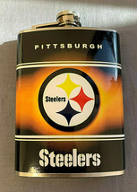 PITTSBURGH FOOTBALL STEELERS CLASSIC LOGO 8oz STAINLESS STEEL FLASK - £11.57 GBP