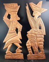 Pair Mexico/ South American Hand-Carved Wood Carving Wall Hangings - €17,08 EUR