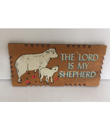 Vintage small wood plaque wall hanging The Lord is my shepherd sheep lam... - $19.75