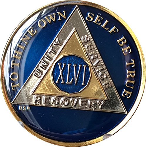 Primary image for 46 Year AA Medallion Midnight Blue Tri-Plate Sobriety Chip